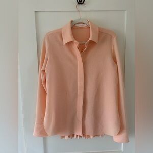 See by Chloe textured blouse pink champagne pleated back button down shirt sz 34
